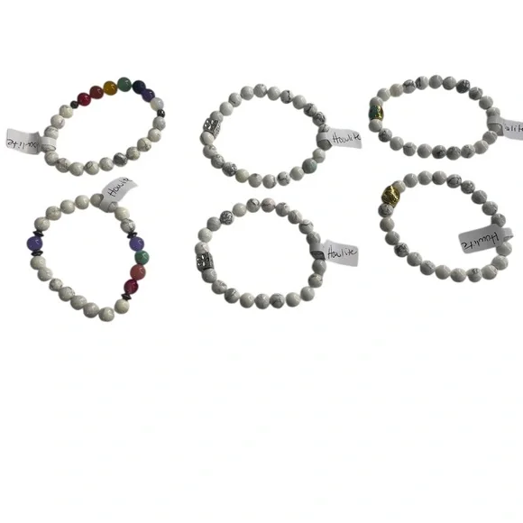 Howlite White,Grey, gemstone with silver bracelet, New - Picture 6 of 8